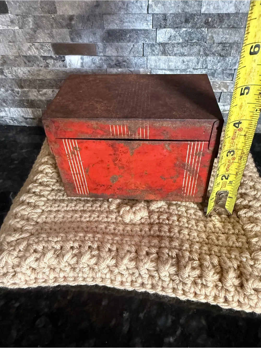 Vintage Granny Core Red Recipe Tin Box - Classic Kitchen Storage